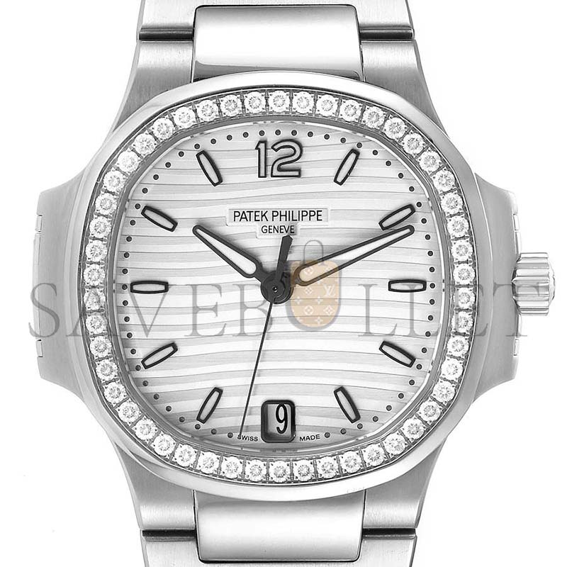 p**ek ph**ppe nautilus silver dial Di*m*nd steel ladies watch 7018 32mm